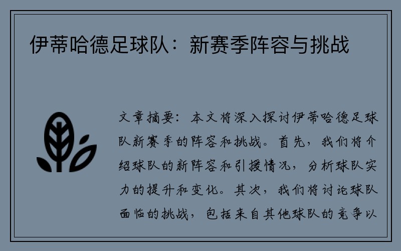 伊蒂哈德足球队：新赛季阵容与挑战